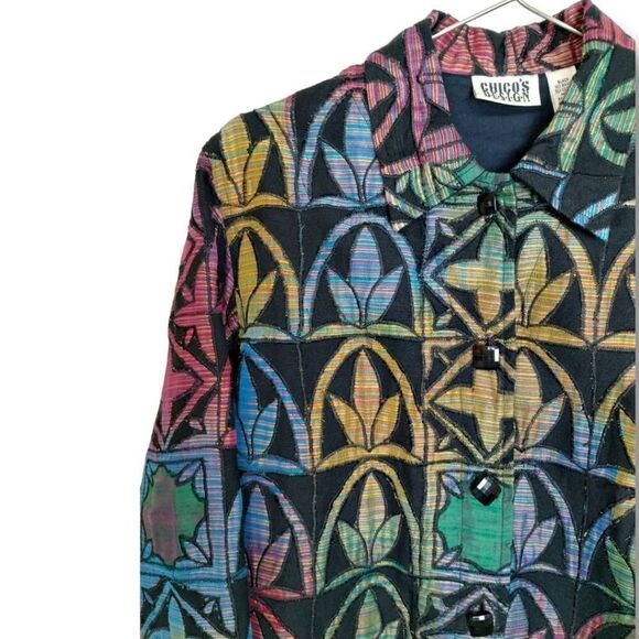 Vtg Chicos Womens Jacket Sz. 10 Colorful Embroidered Button Front Floral Lined - Picture 4 of 11